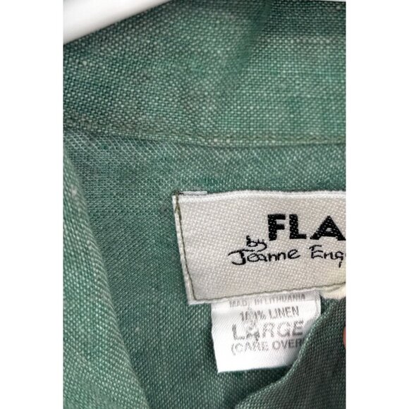 FLAX Jeanne Engelhart Shirt Mens Large Green 100% Linen Button up - Picture 2 of 5